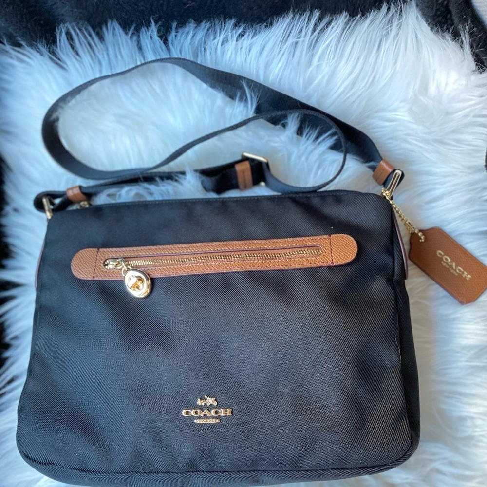Michael Kors Black and Tan Messenger Bag